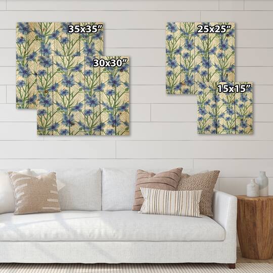 Designart - Blue Cornflowers With Green Leaves I
